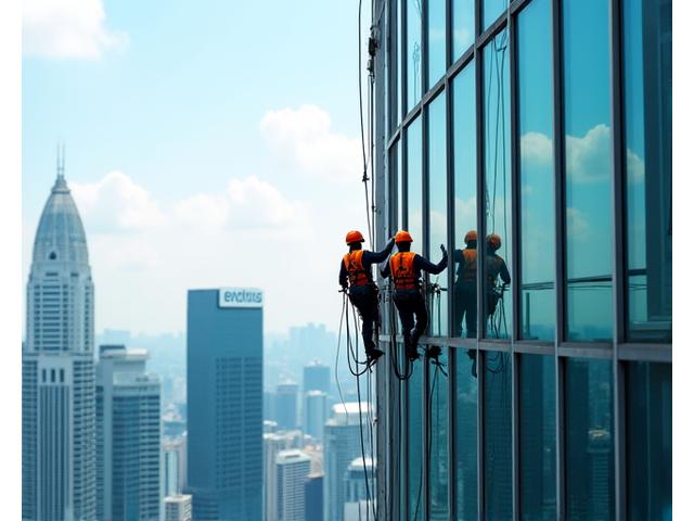 High-rise glass facade cleaning in Singapore
